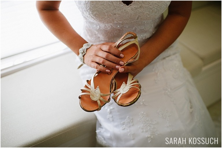 Bride with shoes, passed down from grandmother