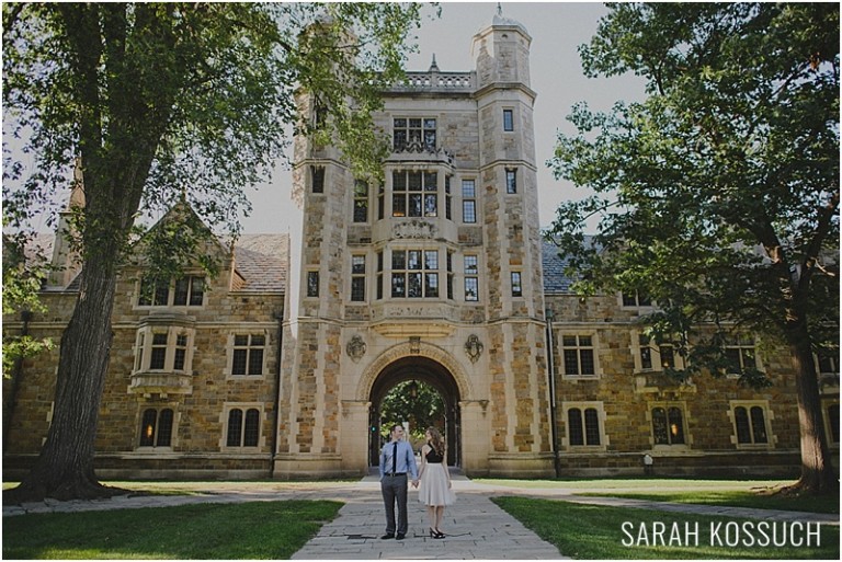 Summer photography engagement session at the University of Michigan Law Quad in Ann Arbor Michigan.