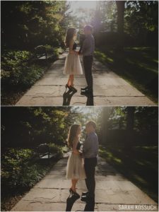 Summer photography engagement session at the University of Michigan Law Quad in Ann Arbor Michigan.