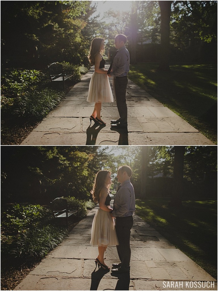 Summer photography engagement session at the University of Michigan Law Quad in Ann Arbor Michigan.