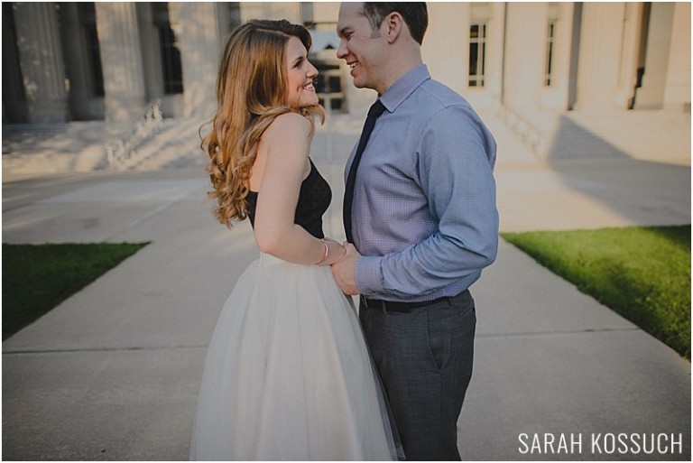 Summer photography engagement session at the University of Michigan Law Quad in Ann Arbor Michigan.