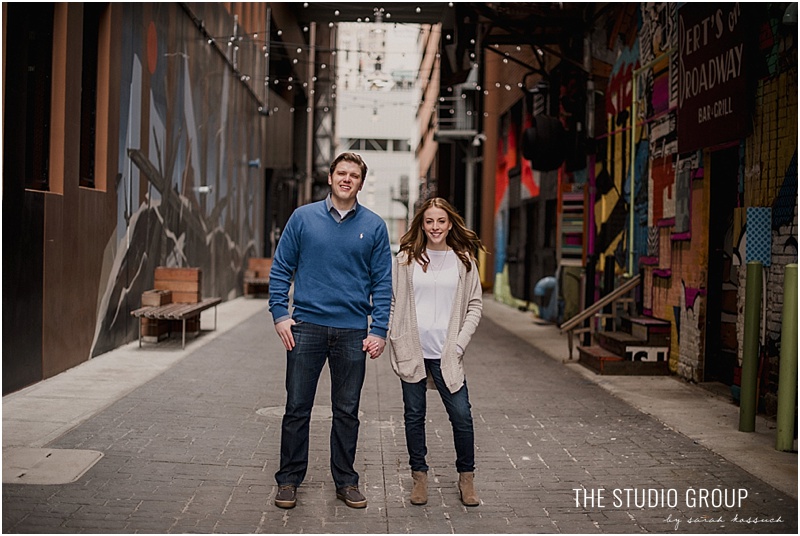 Downtown Detroit Punch Bowl Social Engagement Session 1209 | Sarah Kossuch Photography