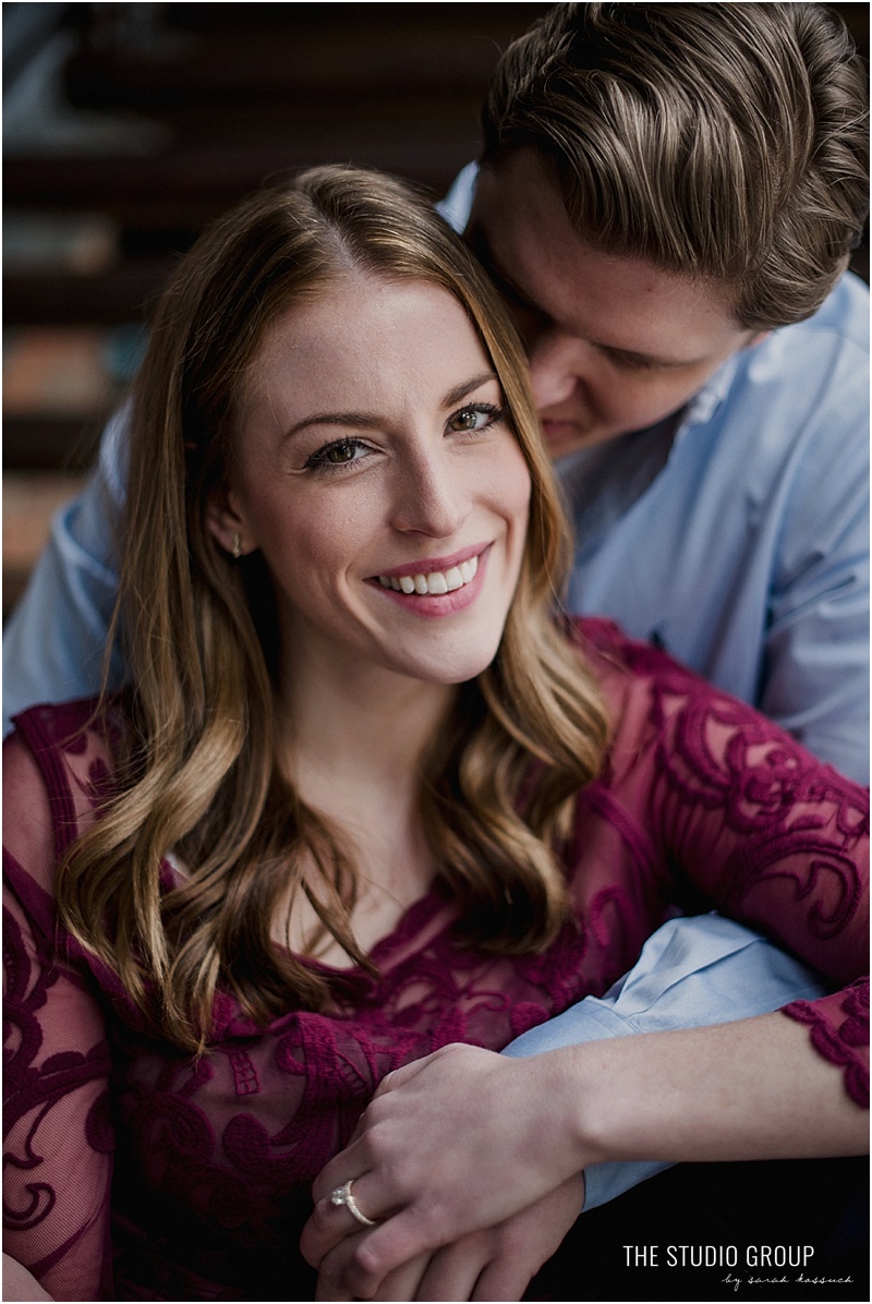 Downtown Detroit Punch Bowl Social Engagement Session 1210 | Sarah Kossuch Photography