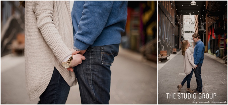 Downtown Detroit Punch Bowl Social Engagement Session 1216 | Sarah Kossuch Photography