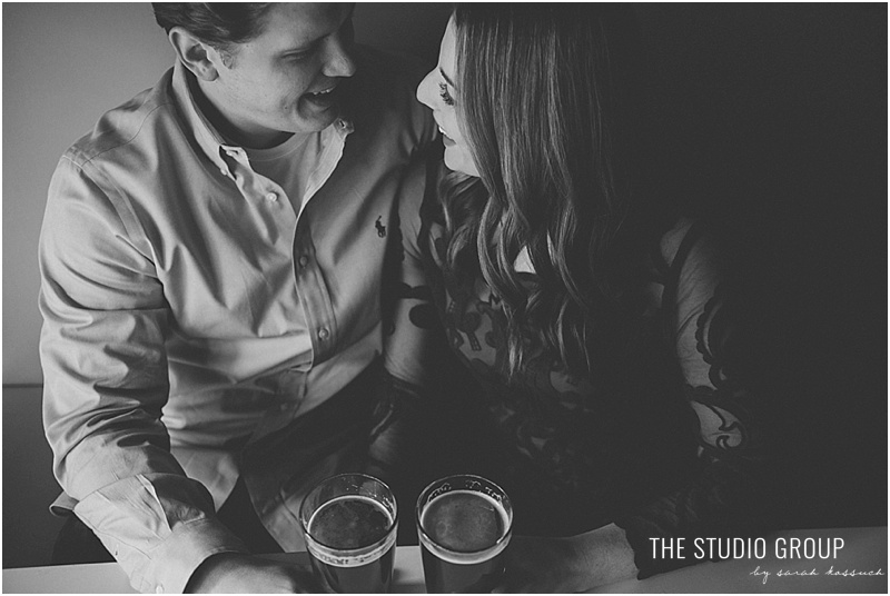Downtown Detroit Punch Bowl Social Engagement Session 1217 | Sarah Kossuch Photography