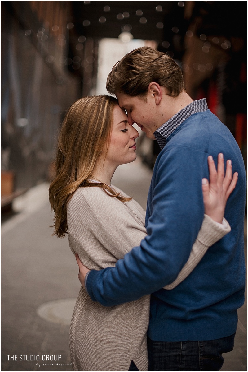 Downtown Detroit Punch Bowl Social Engagement Session 1218 | Sarah Kossuch Photography