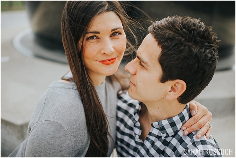Downtown Birmingham, engagement photography, red lips and checkered plaid