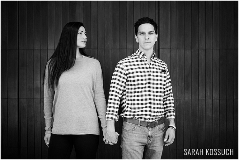 Downtown Birmingham, black and white engagement photography