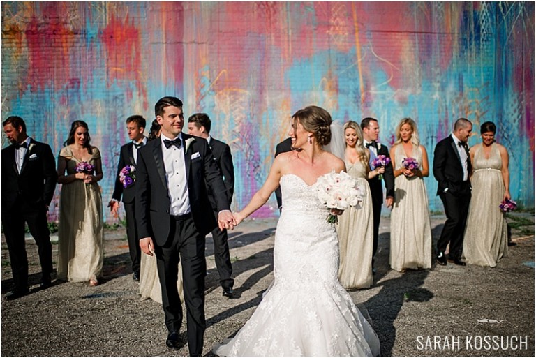 Painted Wall, bride and groom with bridal party