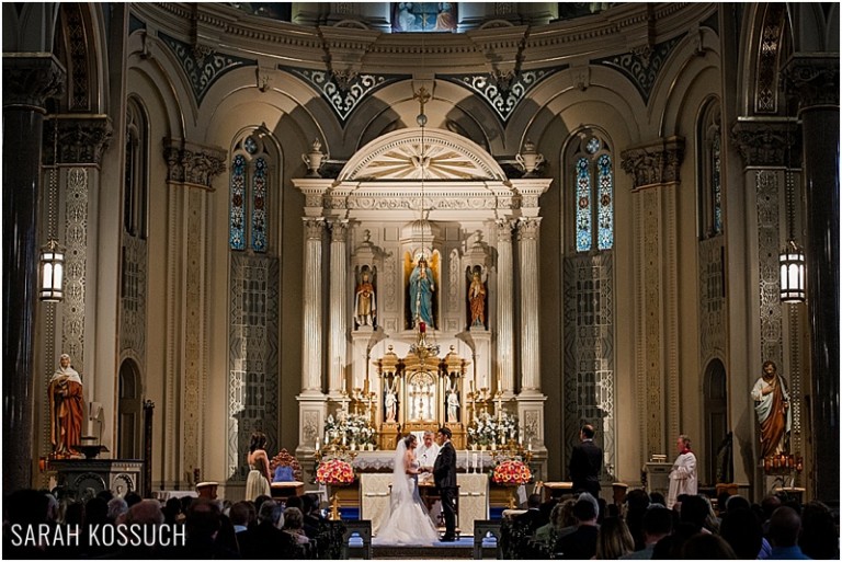 Wide shot angle of church at ceremony