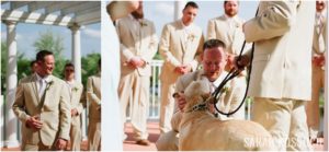 Groom with dog during ceremony