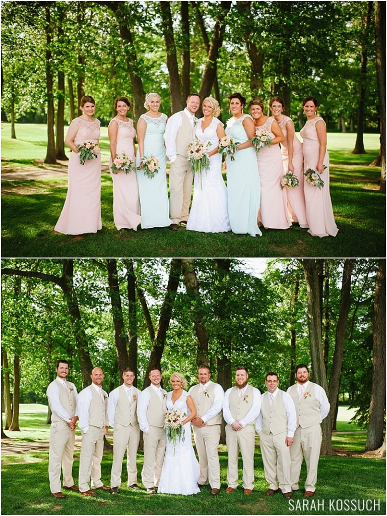 Bridesmaids and groomsmen with bride and groom
