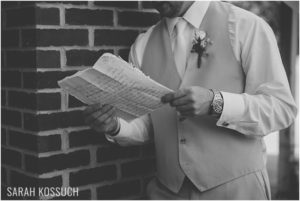 Groom reads love letter from bride