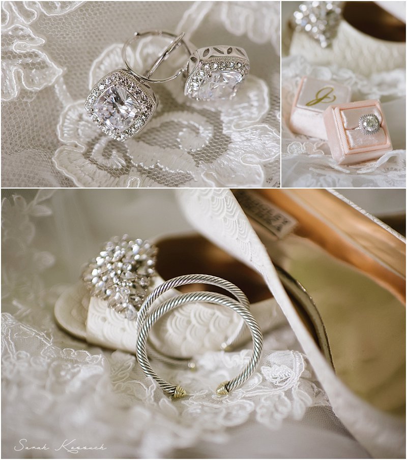 Bridal Details, Earrings, Rings, Shoes, Silver Bridal Details, Spring Wedding, Detroit Yacht Club, Belle Isle, Detroit Wedding, Sarah Kossuch Photography