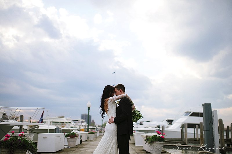Bride and Groom, Dock at Detroit Yacht Club, Detroit Yacht Club Wedding, Belle Isle, Metro Detroit Wedding, The Knot Top Pick, Sarah Kossuch Photography