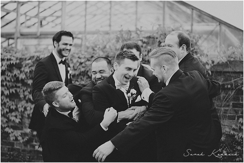 Groom with Groomsmen, Black and White, Authentic Moments, Detroit Yacht Club Wedding, Belle Isle, Metro Detroit Wedding, The Knot Top Pick, Sarah Kossuch Photography