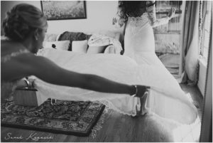 Bride getting ready, Black and White, Bridal gown, Detroit Yacht Club Wedding, Belle Isle, Metro Detroit Wedding, The Knot Top Pick, Sarah Kossuch Photography