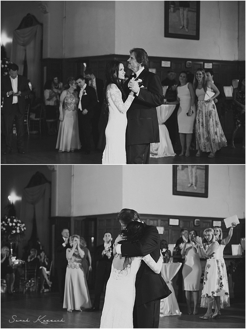 Bride dances with father, Father Daughter Dance, Black and White, Detroit Yacht Club Wedding, Belle Isle, Metro Detroit Wedding, The Knot Top Pick, Sarah Kossuch Photography