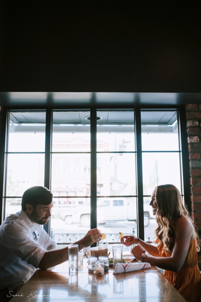 Drinks and Mingling, The Meeting House, Downtown Rochester, Michigan Engagement, Documentary Photography, Fine Art Edits, The Knot Top Pick, Sarah Kossuch Photography