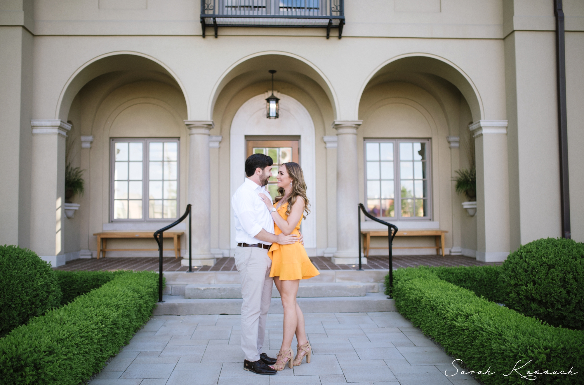 Rochester Engagement Photography, Yellow Sundress, Couple Embraces, Downtown Rochester, Michigan Engagement, Documentary Photography, Fine Art Edits, The Knot Top Pick, Sarah Kossuch Photography
