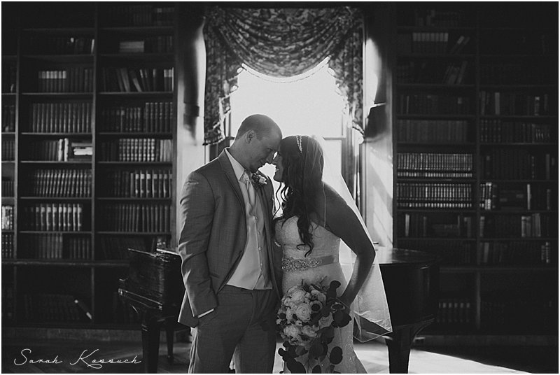 Bride and Groom, Library, Black and White, Grosse Pointe War Memorial, Grosse Pointe Wedding Photography, Grosse Pointe Memorial Wedding, Detroit Wedding Photographer, Documentary Wedding Photography, The Knot Top Pick, Sarah Kossuch Photography