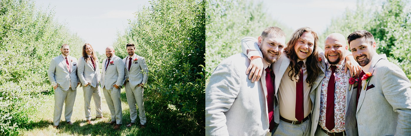 Groomsmen portraits at Birchview Outdoor Wedding in Linden Michigan